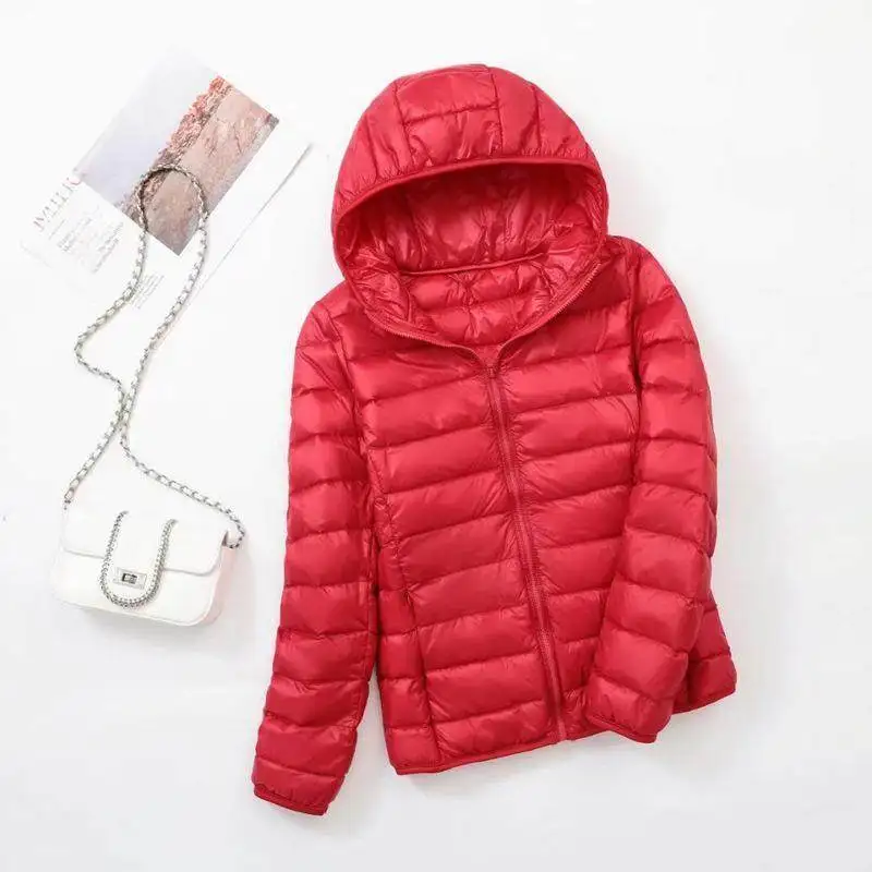 

Women's Lightweight ort down Cotton Jaet 2024 Autumn Winter Hooded Stand Collar Outerwear Knot Long Sle