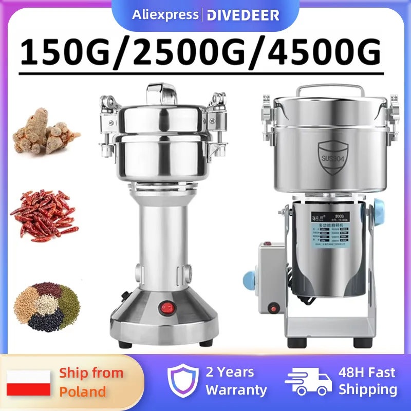 DIVEDEER 150/2500/4500G Haushalt Universal Getreide Mühle Medizinische Material Brecher 220V Getreide Gewürz Kaffeemühle
