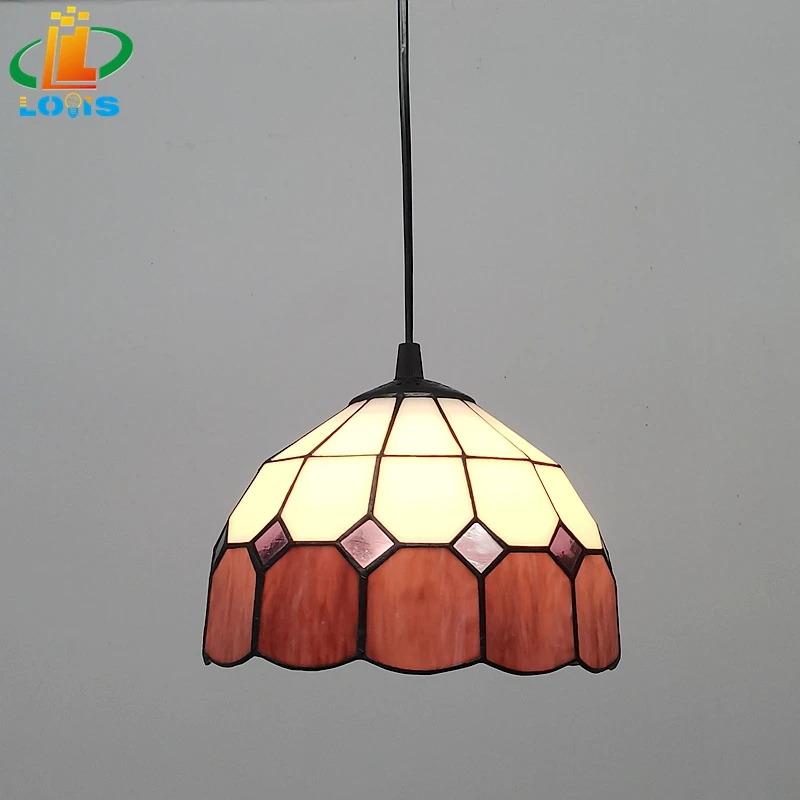 20CM Minimalist Stained Glass Grid Chandelier Tiffany Mediterranean Style Restaurant Bar, Aisle, Balcony Lighting Decoration