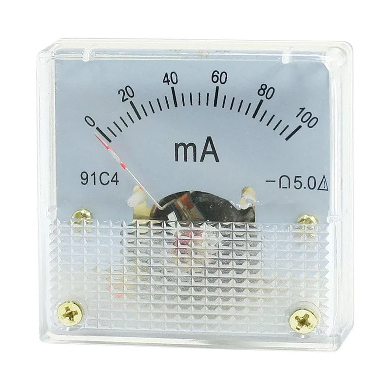 1 buah 91C4 DC 1A 2A 5A 10A/30MA 100mA 500mA ampereter Ammeter pengukur arus 45x45mm