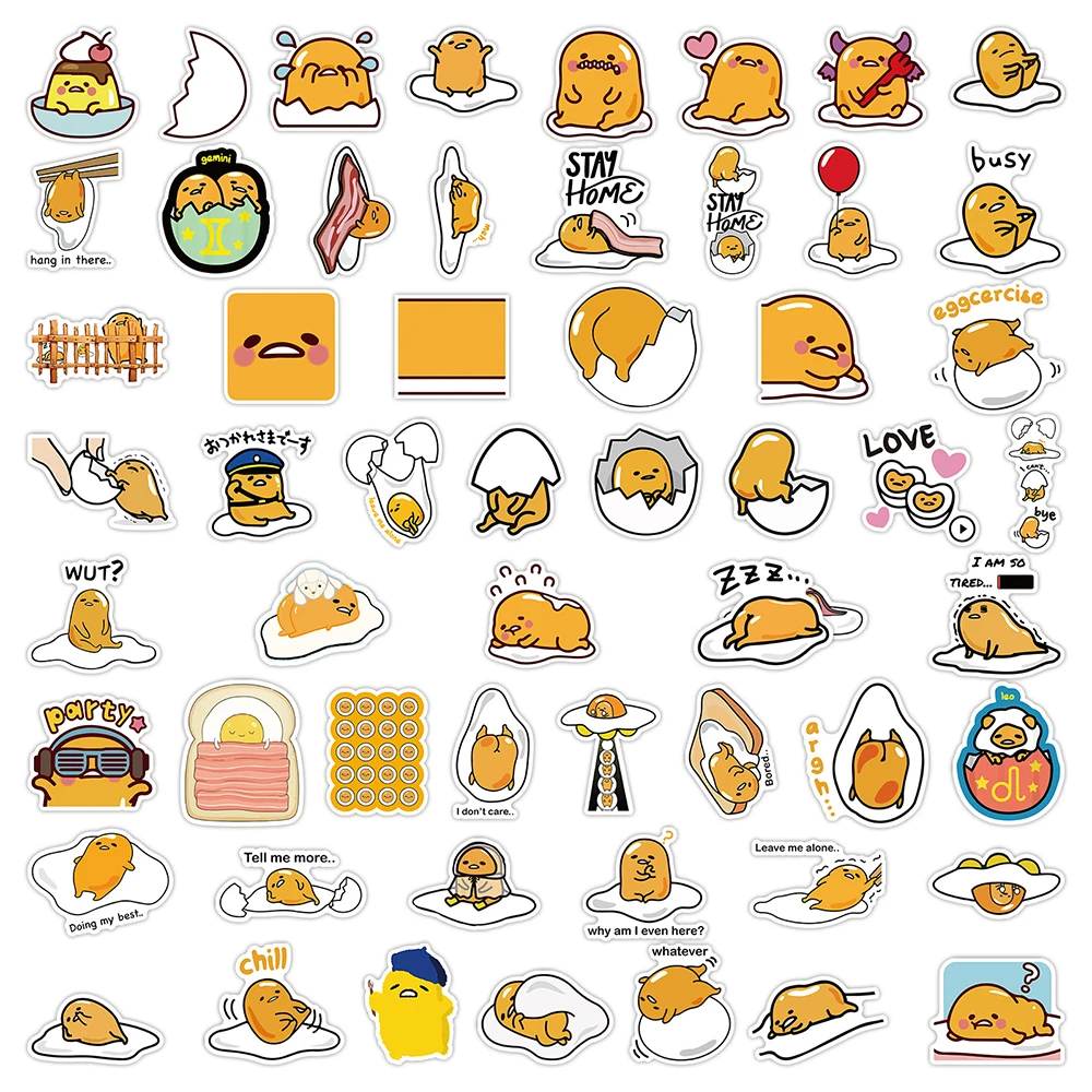 10/30/60/120 Stück Lustige Sanrio Anime Gudetama Aufkleber Niedliche Cartoon-Graffiti-Sticker für Gepäck, Handy, Scrapbook, Dekoration, Spielzeug – Detail 6