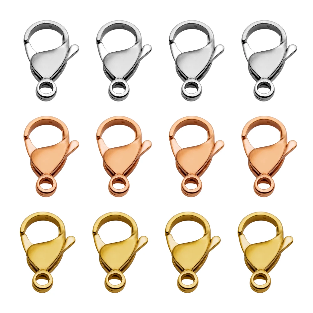 25pcs Stainless Steel Gold Plated Lobster Clasps Hooks 9/10/12mm End Clasps Connectors For Necklace Chain DIY Jewelry Findings