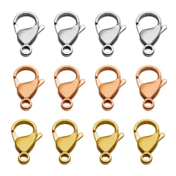 25pcs Stainless Steel Gold Plated Lobster Clasps Hooks 9/10/12mm End Clasps Connectors For Necklace Chain DIY Jewelry Findings