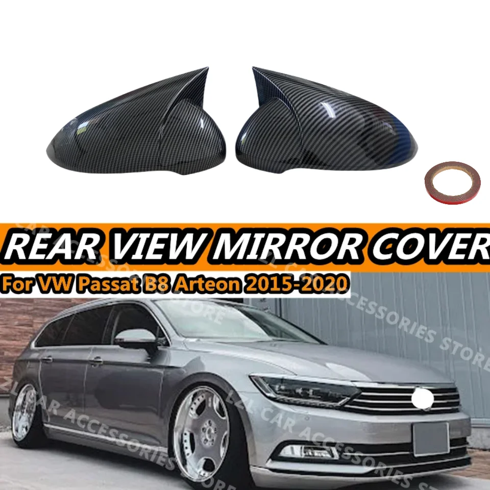 2X Side Wing Mirror Cover Caps for VW Volkswagen Passat B8 Variant Arteon 2015-2020 Rearview Mirror Cover Trim Add on Black