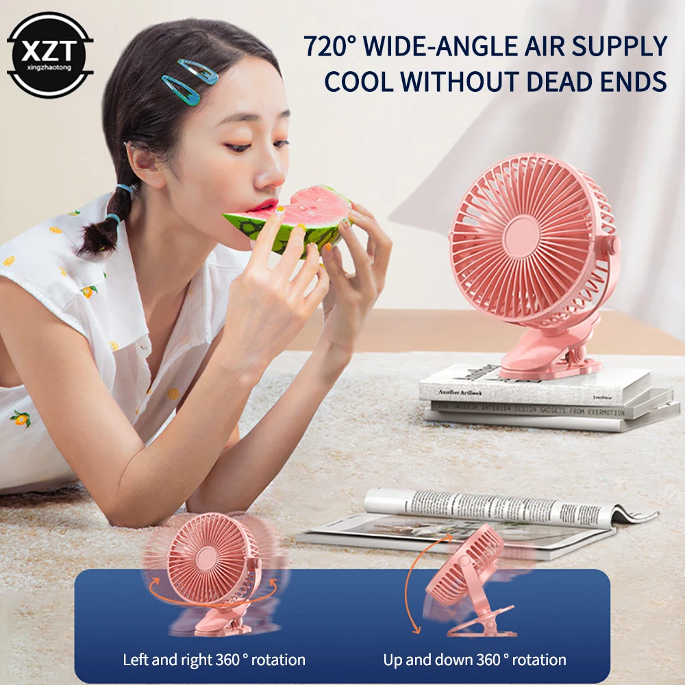 USB Kipas Angin Kecil ไร้สายมือถือคลิปพัดลม Ultra-Quiet คุณภาพสูง Cooling Ventilador พัดลมเล็กแบบพกพา