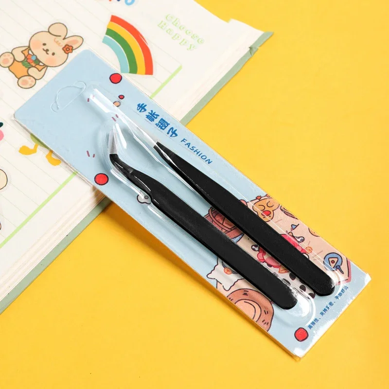 แหนบสแตนเลสแบบตรงและโค้ง สีสันสดใส ชมพู ฟ้า ม่วง สำหรับงาน DIY ติดขนตา ตกแต่งเล็บ สติ๊กเกอร์ ติดเพชร