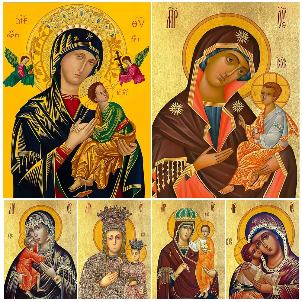 

the Mother of God Virgin Mary Child Religion Wall Pictures For Living Room Vintage Poster Wall Art Canvas Painting Unframed