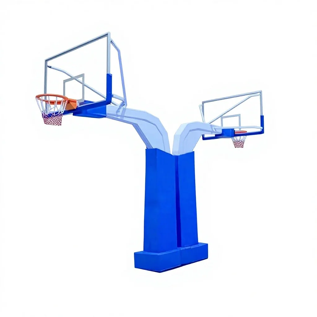 180 * 105Cm outdoor adult standard basketball hoop, buried square tube, blue/white/orange