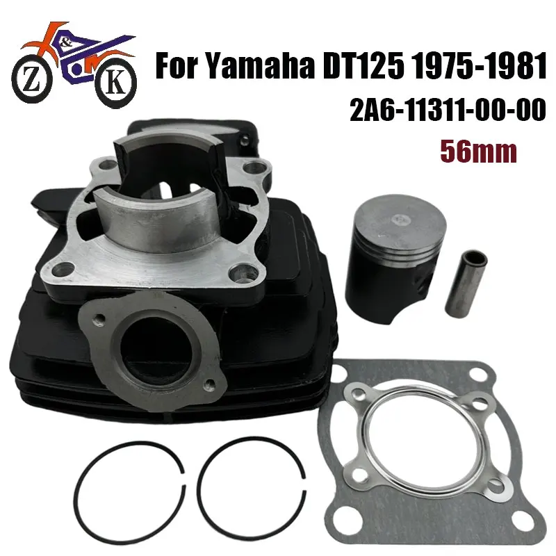 Kit de Anillos de Pistón y Junta de Cilindro de Motocicleta de 56 mm y 2 Tiempos para Yamaha DT125 1975-1981, Repuesto de Pieza de Motor 2A6-11311-00-00