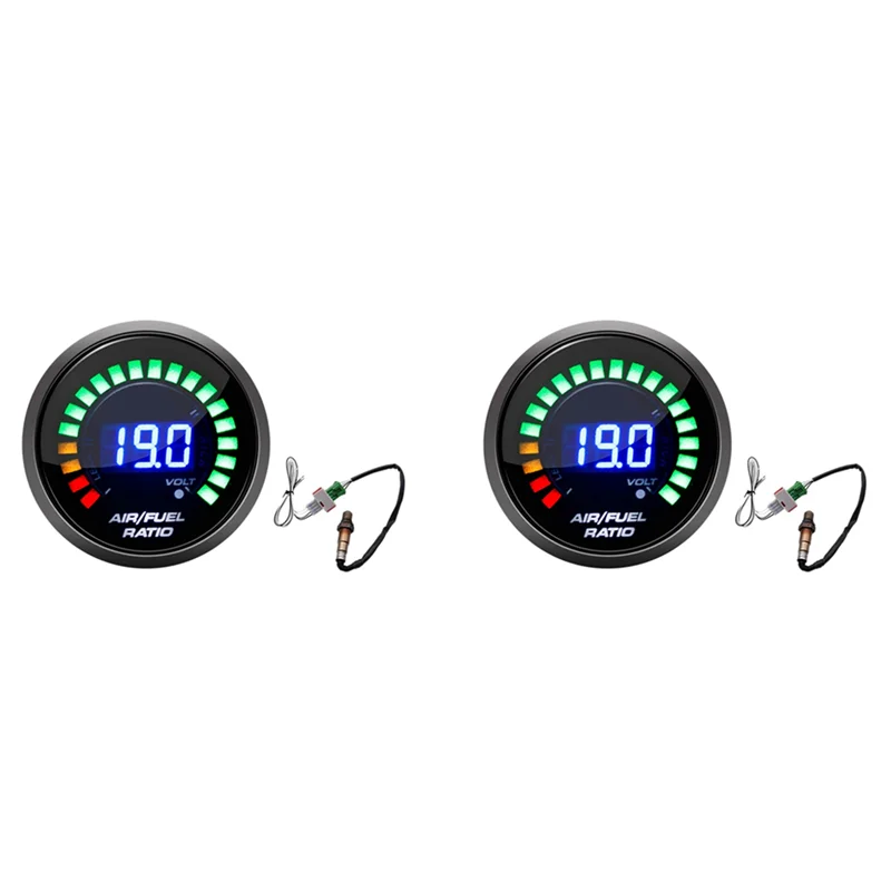 

2Pcs 52Mm Air Fuel Ratio Gauge LED Digital Display With Narrowband O2 Oxygen Sensor Car Gauge For 12V Car Racing Gauge