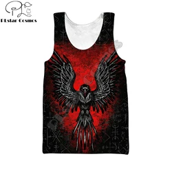 Huginn Raven Tattoo Vegvisir Red 3D Printed Mens Vest Fashion Sleeveless T-shirt summer streetwear Cool Unisex Tank Tops BX55