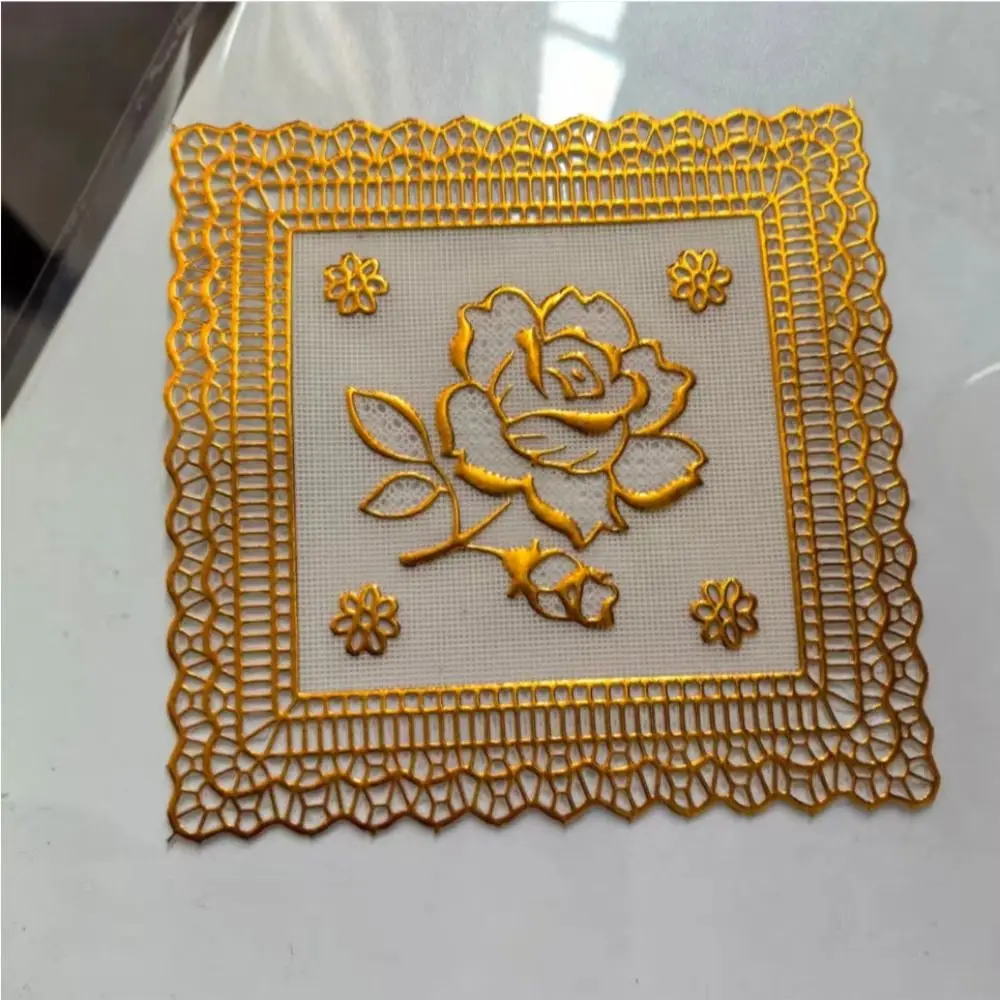 Hot DIY Round Lace Mat Craft Wear-Resistant Cake Mat Gold Paper Coaster Placemat Wedding Birthday Party Table