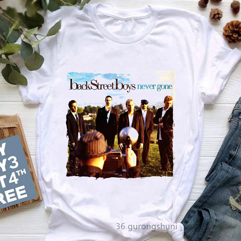 

Backstreet Boys Never Gone Graphic Print Tshirts Women Vintage T Shirt Femme Harajuku Shirt Music Lover Hip Hop T-Shirt Female