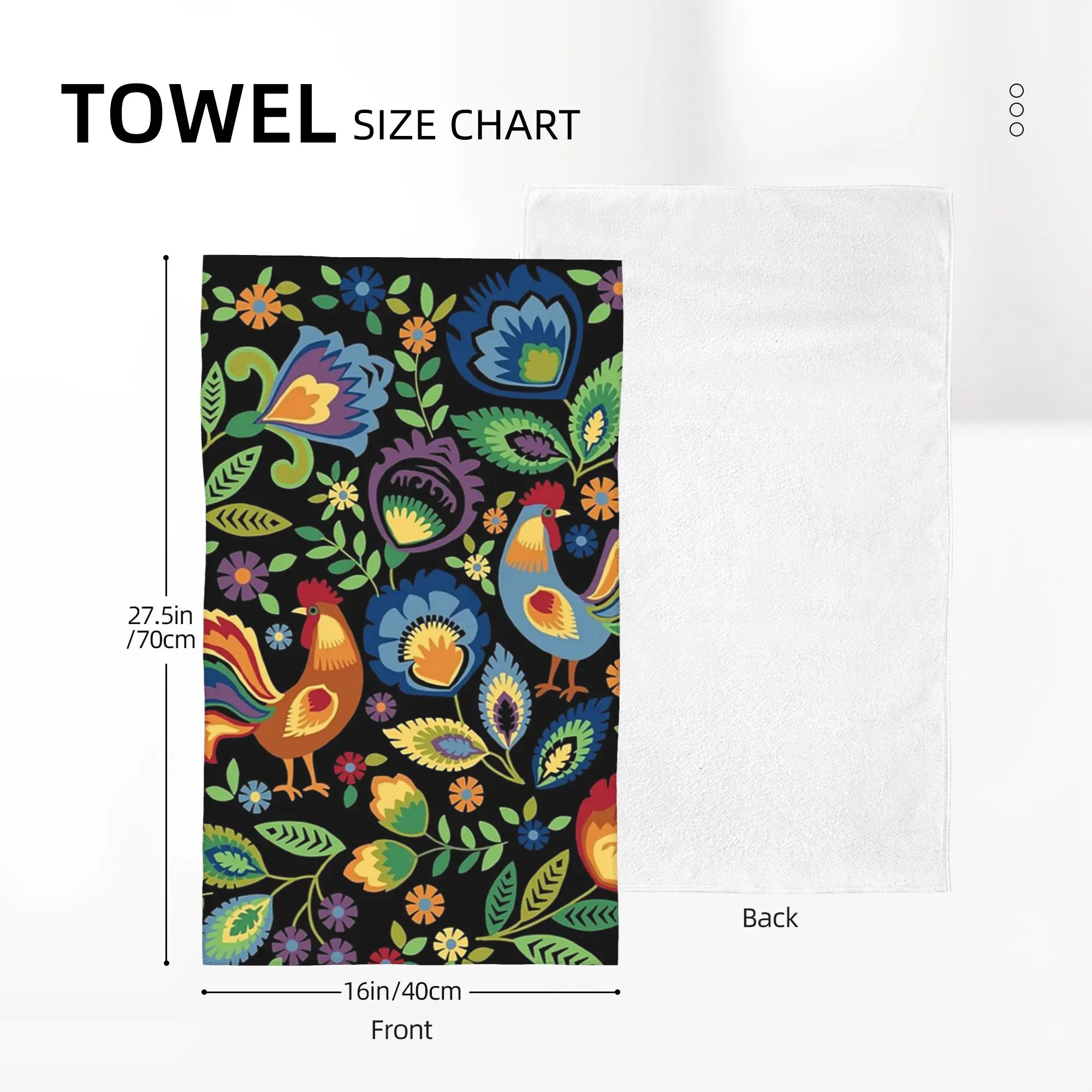 Custom Polish Folk Roosters Soft Face Towel Quick Dry Pool Bath Cotton Towels Breathable