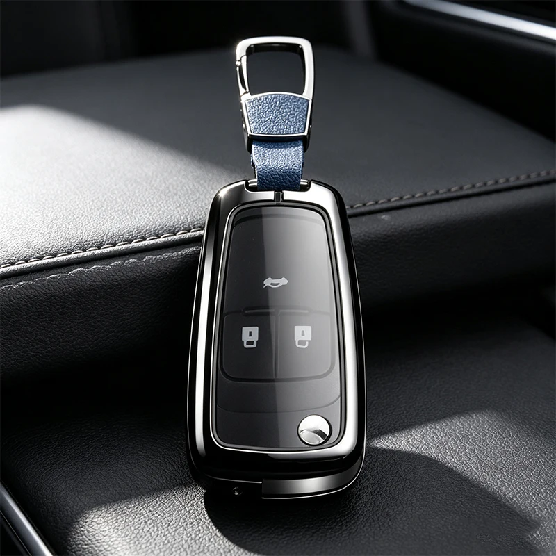 Metal Leather Car Key Case Cover For Chevrolet Cruze Aveo Trax Sail Malibu Captiva Opel Vauxhall Astra J Corsa Insignia Shell