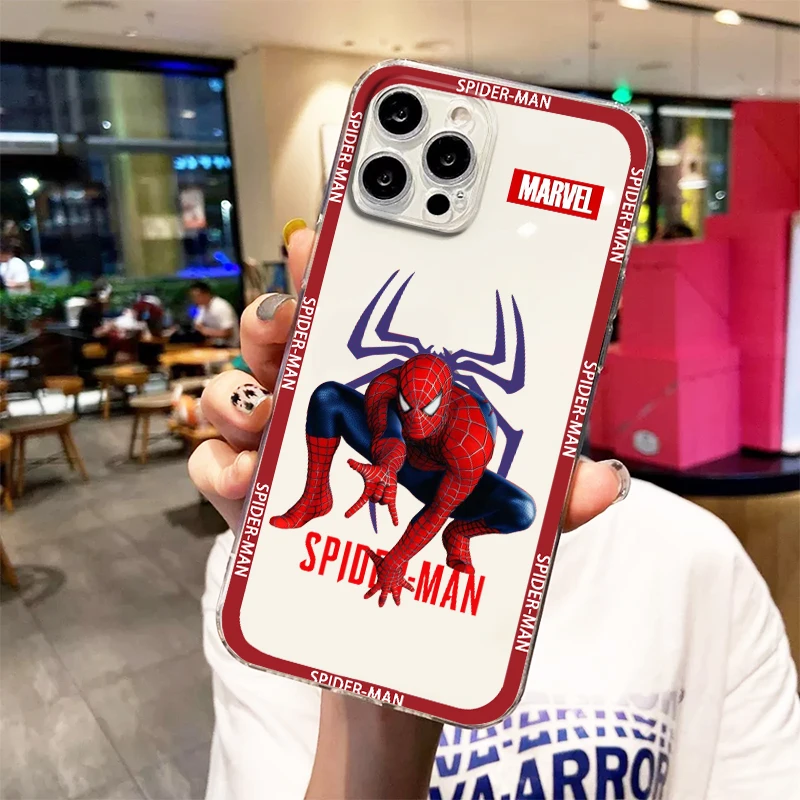 Marvel Superhero Spiderman Art Phone Case For Apple iPhone 14 13 12 11 SE XS XR X 7 8 6 mini Plus Pro MAX Soft Transparent Cover