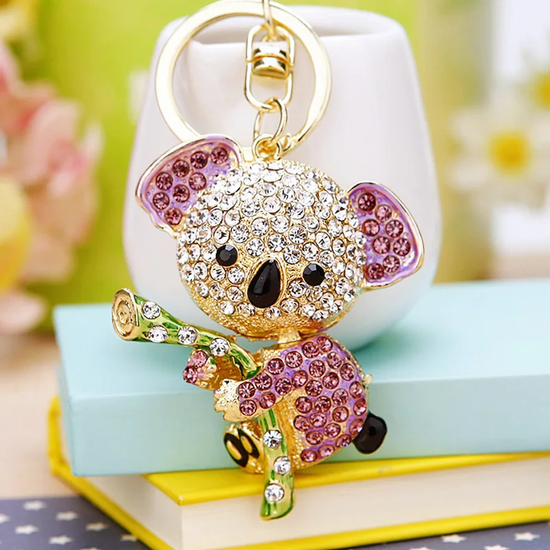 Strass lucidi adorabile portachiavi Koala gioielli di moda regalo per le donne portafoglio per bambini borsa appesa portachiavi decorativo animale