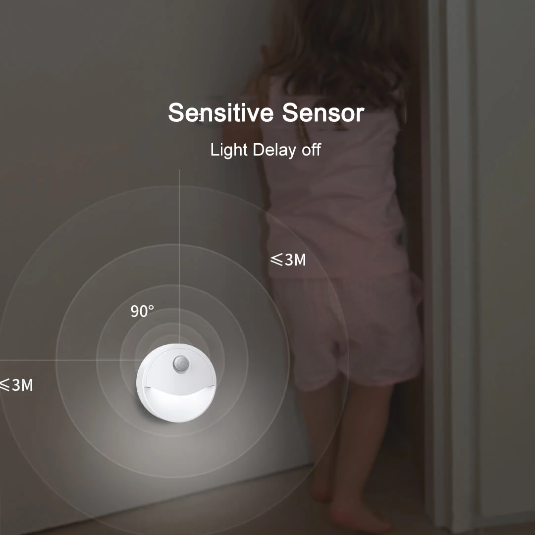 Nuovo EZVALO LED luce notturna a risparmio energetico sensore del corpo umano a infrarossi lampada da notte camera da letto lampada da comodino atmosfera luce dell'armadio