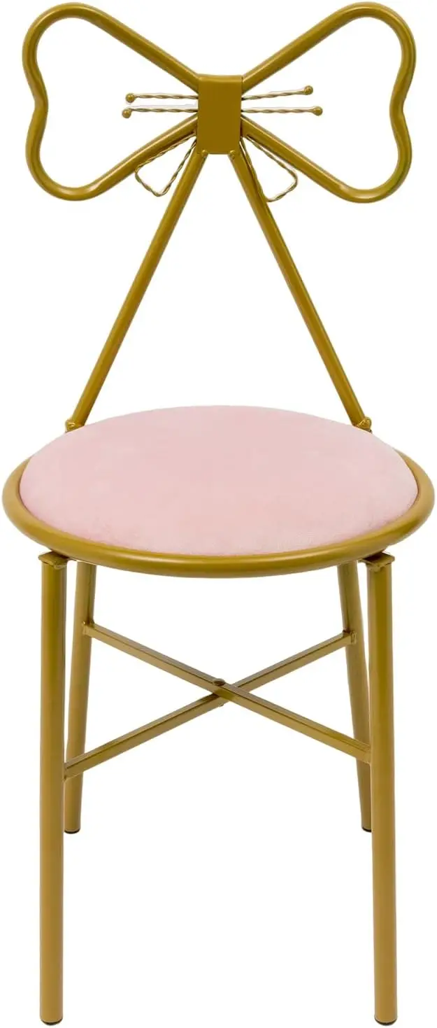 

Modern Vanity Set with Pink Velvet Butterfly Stool Makeup Dressing Table