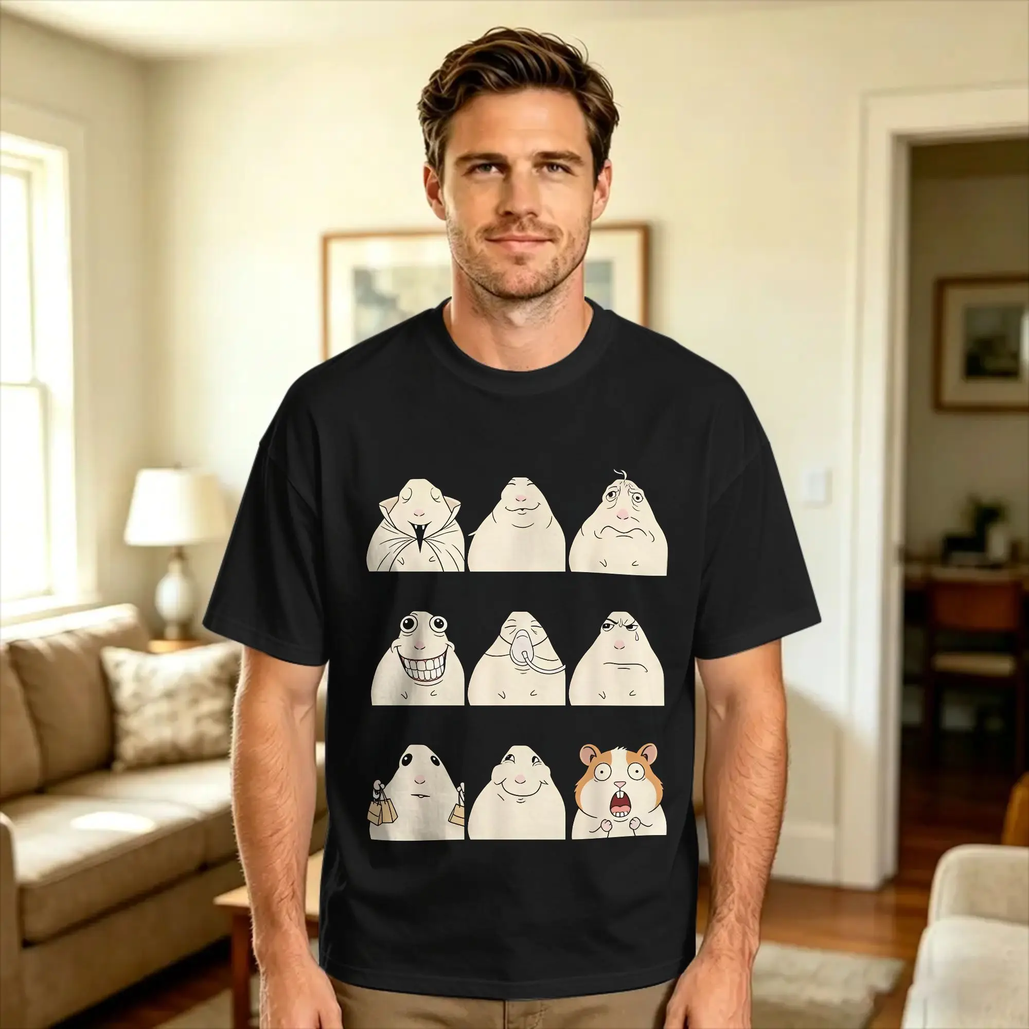 Hamster Reaction Meme T Shirt Summer  Streetwear T Shirts Cotton Leisure Tee Shirt For Men Design Tees