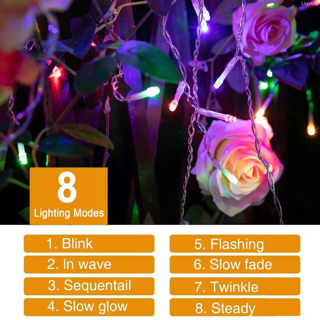 LED Solar Icicle String Lights 3.5M Waterproof Fairy Garland For Wedding Party Home Garden Decor LED Outdoor String Lights