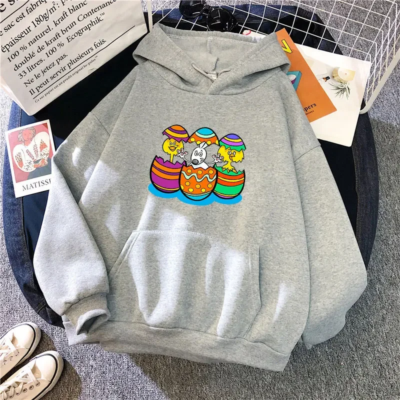 

Teens Easter Bunny and Chickens Print Hoodies Casual Daily Outdoors Wear Spring Long Sleeve Sweaters Loose Pullover Tops