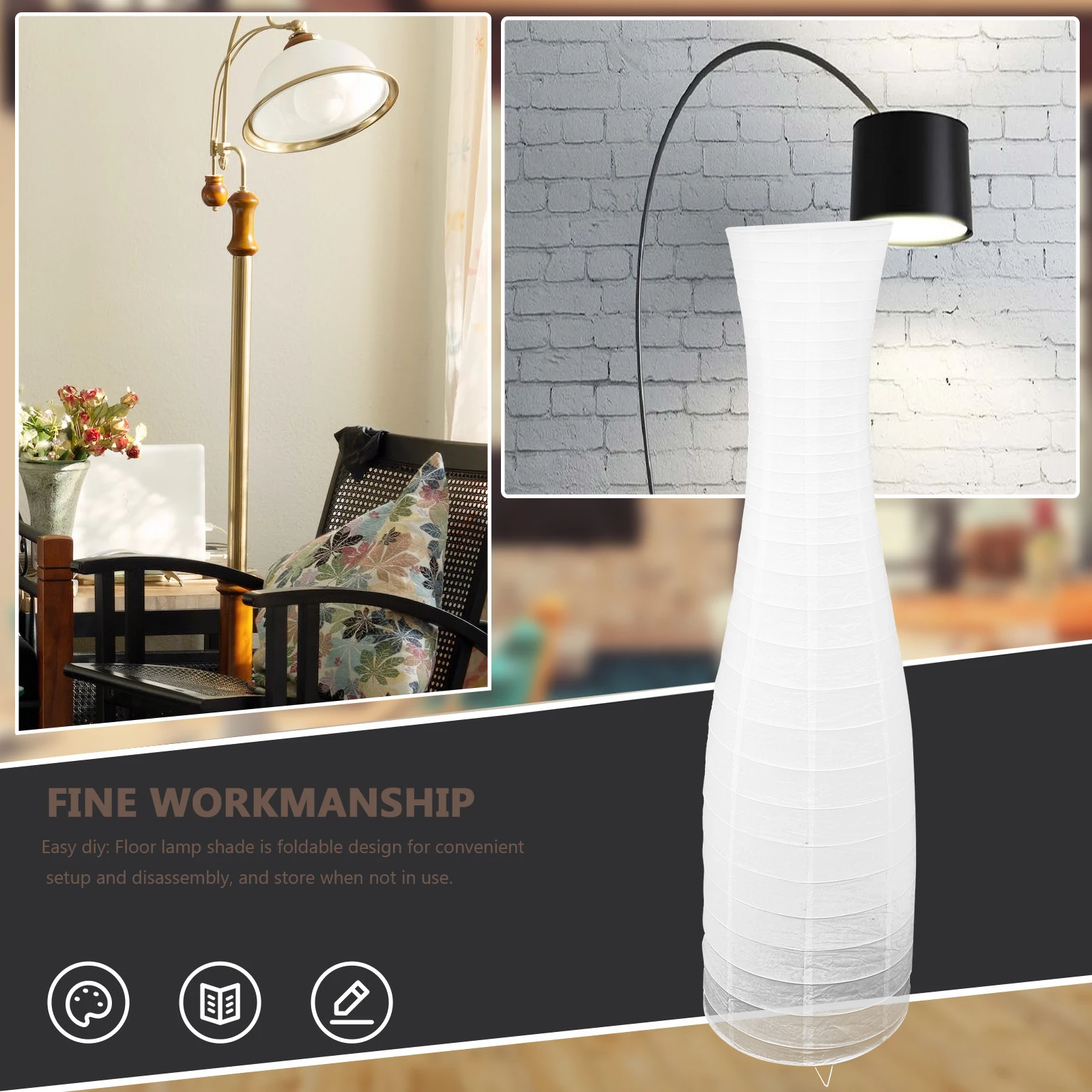 

Paper Lamp Shade Floor Lampshade Modern White For Living Room Standing Lamp Replacement Oversized Light Shades Decorative