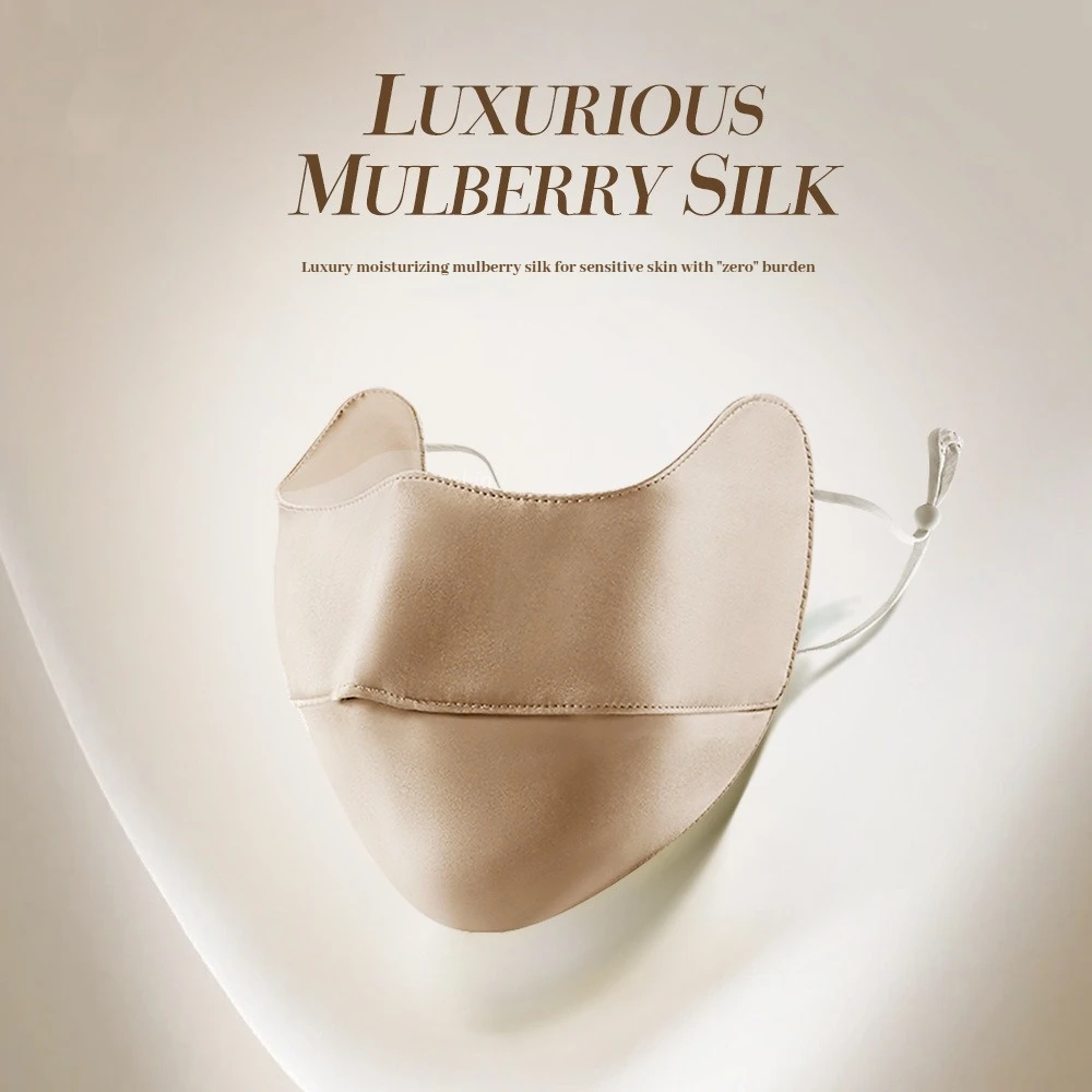 

Women 100 Pure Mulberry Silk Sun Mask Post-Aesthetic Care Cooling Breathable UV Shield for Sensitive Skin Travel-Ready Sunscreen