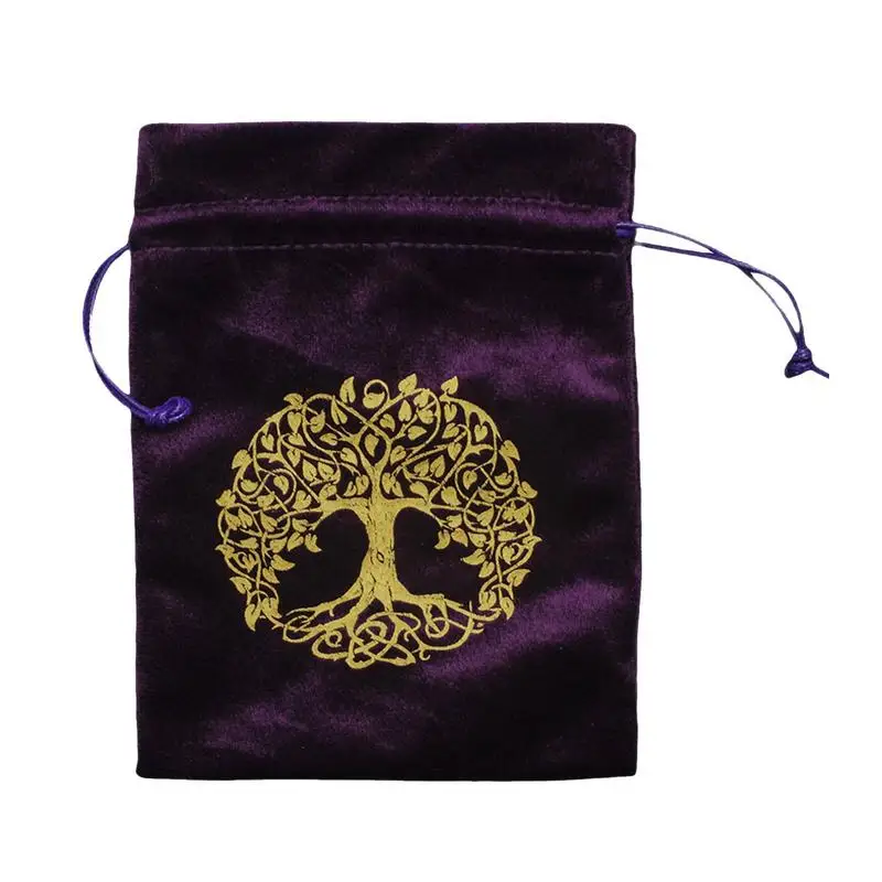 Velvet Tarot Bag Pouch Purple Jewelry Pouches Drawstring Bag Jewelry Bags Pouch for Tarot Card Rune Dice Travel Jewelry Bag Tree