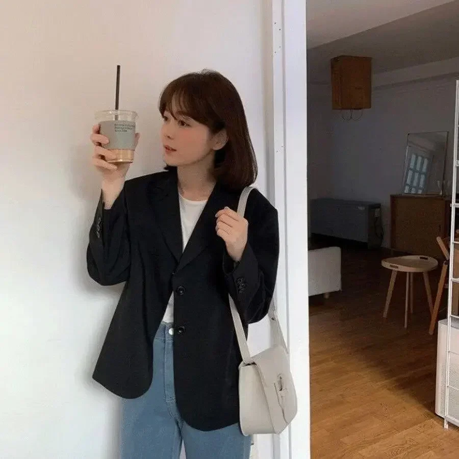 Loose Jacket Korean Style Short Blazer Woman Outdoor 2025 New Arrivals Outerwears In Promotion Modern Bags Crop Coats for Women