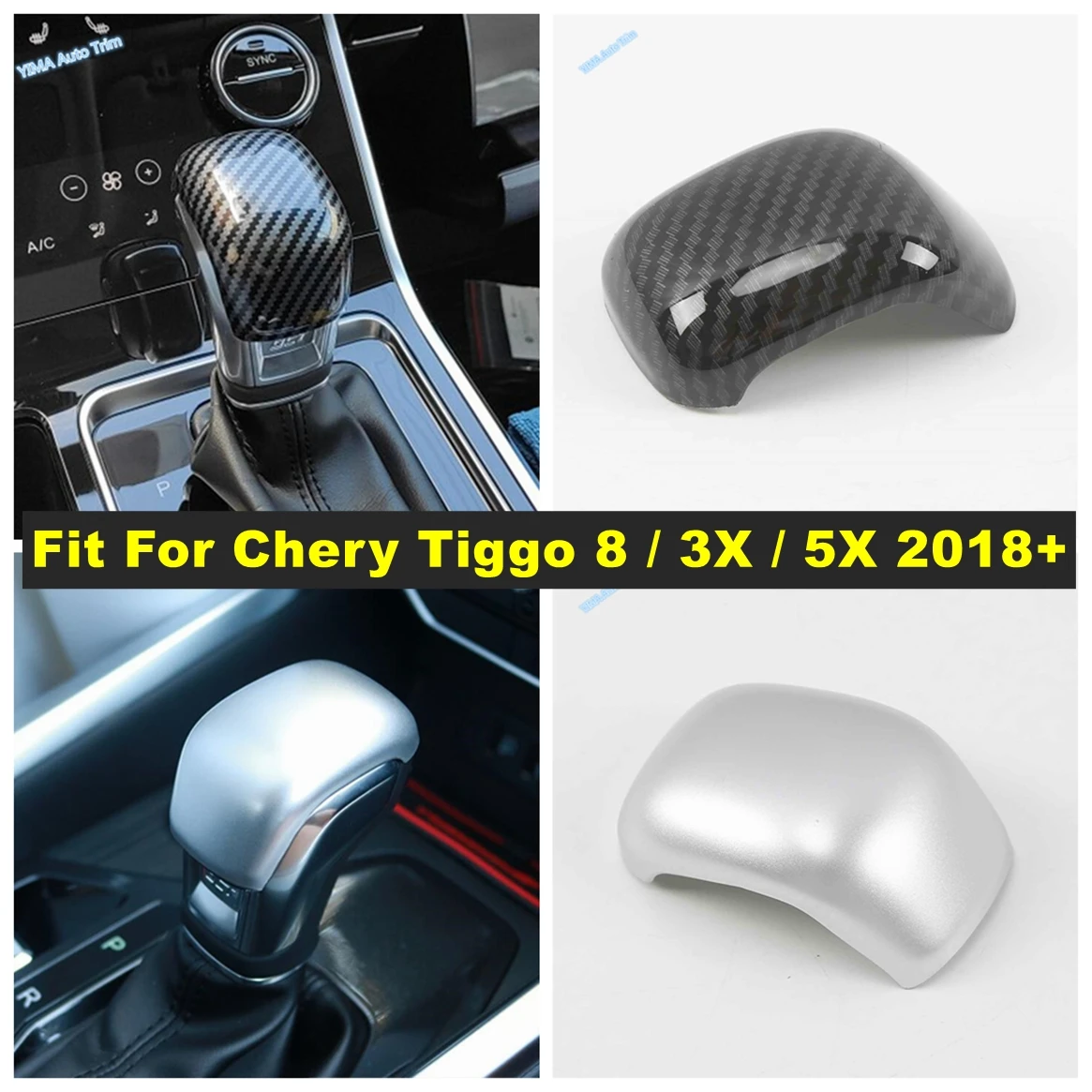 

Carbon Fiber Look Car Gear Head Shift Knob Handle Decor Cover Trim Accessories For Chery Tiggo 8 / 3X / 5X 2018 2019 2020 2021