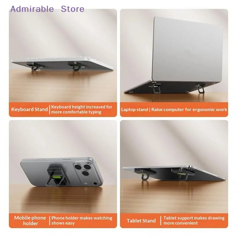 [W]Foldable Mini Laptop Stand 2PCS Adjustable Angles Ergonomic Computer Riser for Student Office Worker