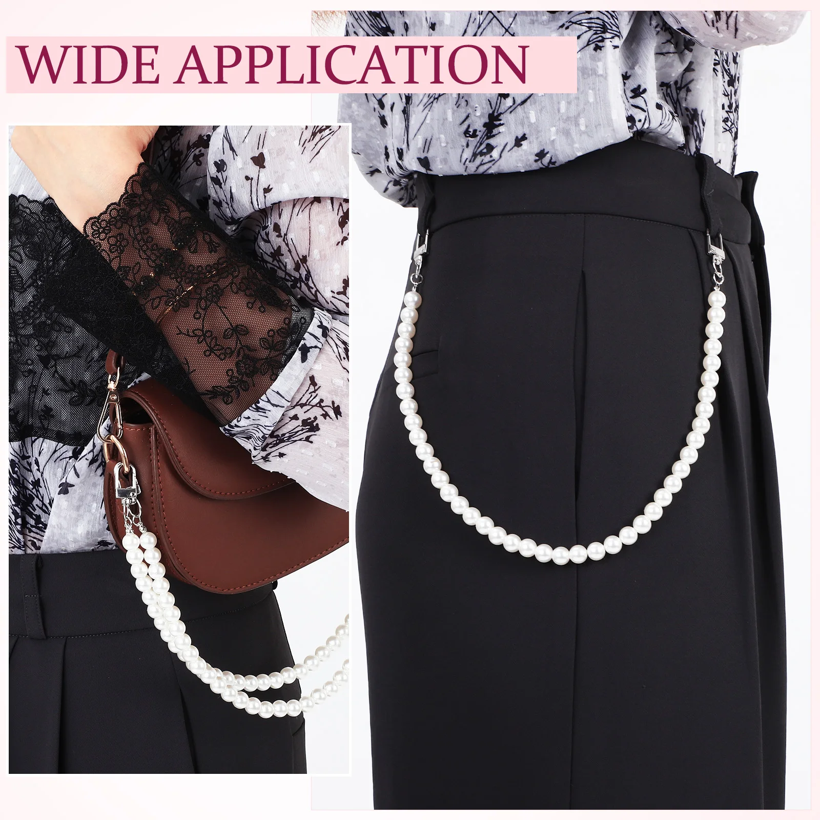 2 قطعة سلسلة الخصر الرجعية ل الجينز السراويل المعدنية اللؤلؤ السراويل التبعي فاسق الهيب هوب Diy بها بنفسك سلسلة الخصر الزخرفية #5