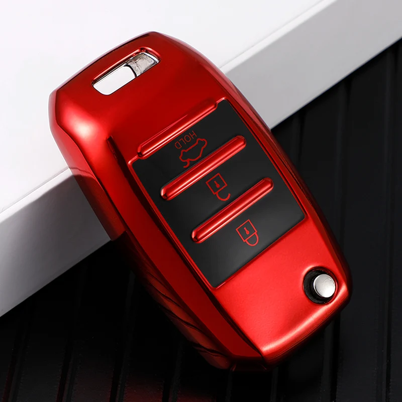 For Kia Rio QL Sportage Ceed Cerato Sorento K2 K3 K4 K5 TPU Car Folding Key Case Cover Bag Holder Keychain Key Protector