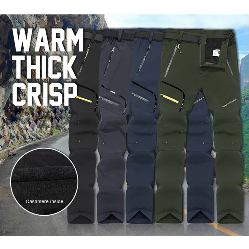 En ARCTIC ışık 6XL erkekler kış iç polar yumuşak kabuk yürüyüş pantolonu Trekking açık spor termal kayak erkek pantolon