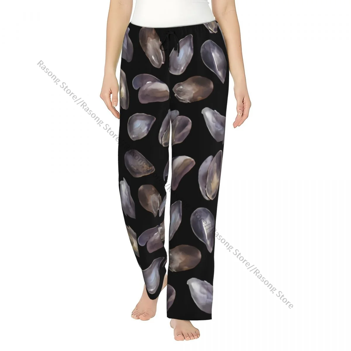 

Oyster Shells Women Sleep Pants Warm Flannel Lounge Pants for Winter Nights