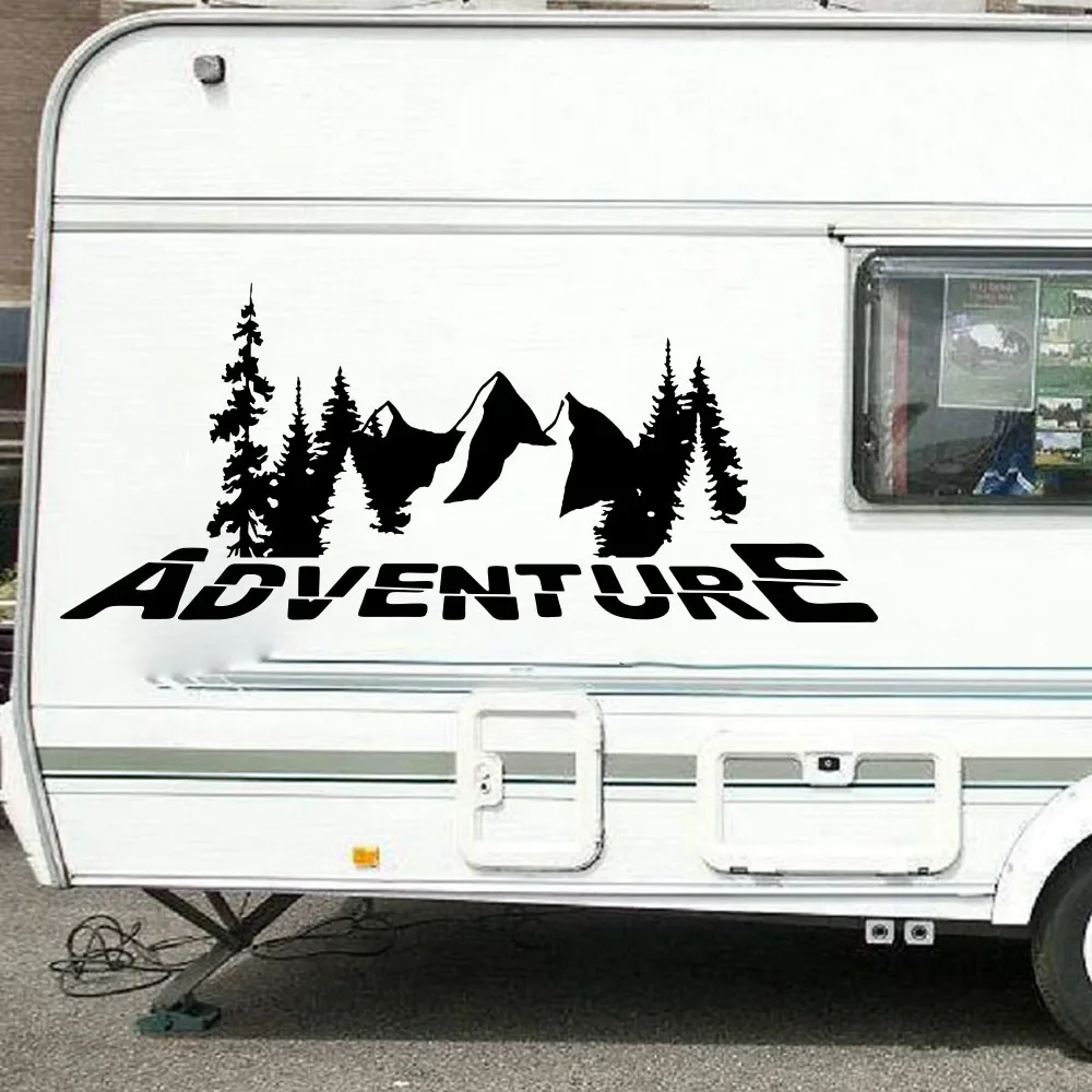 

Camper Rv Adventure Mountain Wall Decal For Jeep Car Travel Camping Motorhome Truck Nature Tree Sticker Vinyl Auto Decor