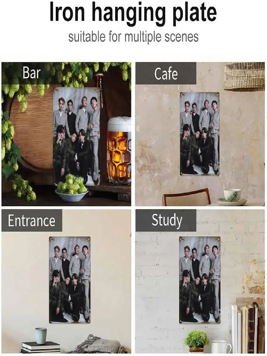 BTS Member Metal Tin Sign Poster   Vintage Art Wall Decor for Home Bar Pub Club Cafe  Retro Plaque Funny Wall Decoration