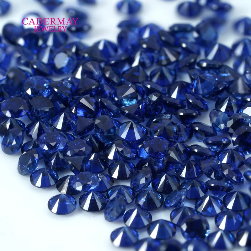34# Royal Blue Lab Grown Sapphire Small Size 0.8mm-3mm Round Synthetic Sapphire Melees With Inclusions For Jewelry Making