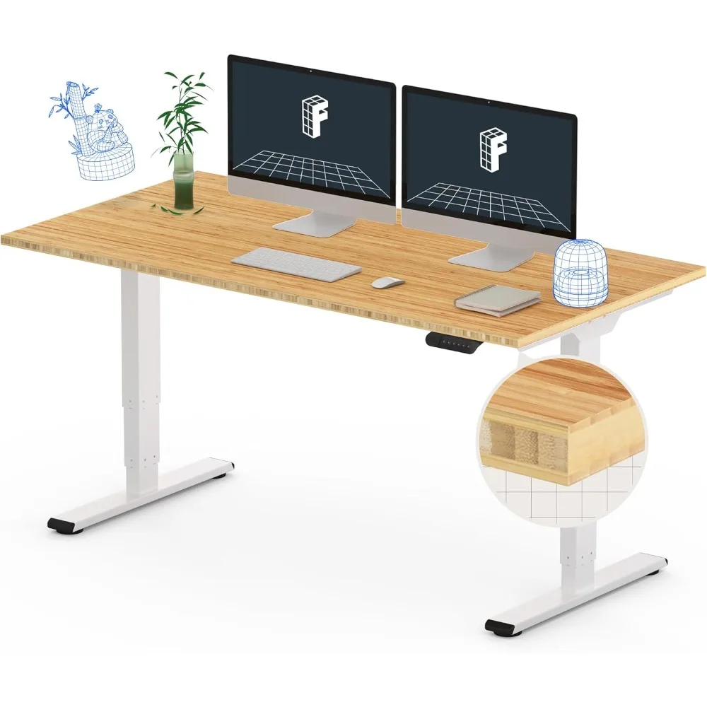 Duplo Motor elétrico Standing Desk, ajustável sentar Stand Up, Whole-Piece Board, 55x28 em, 3 fases