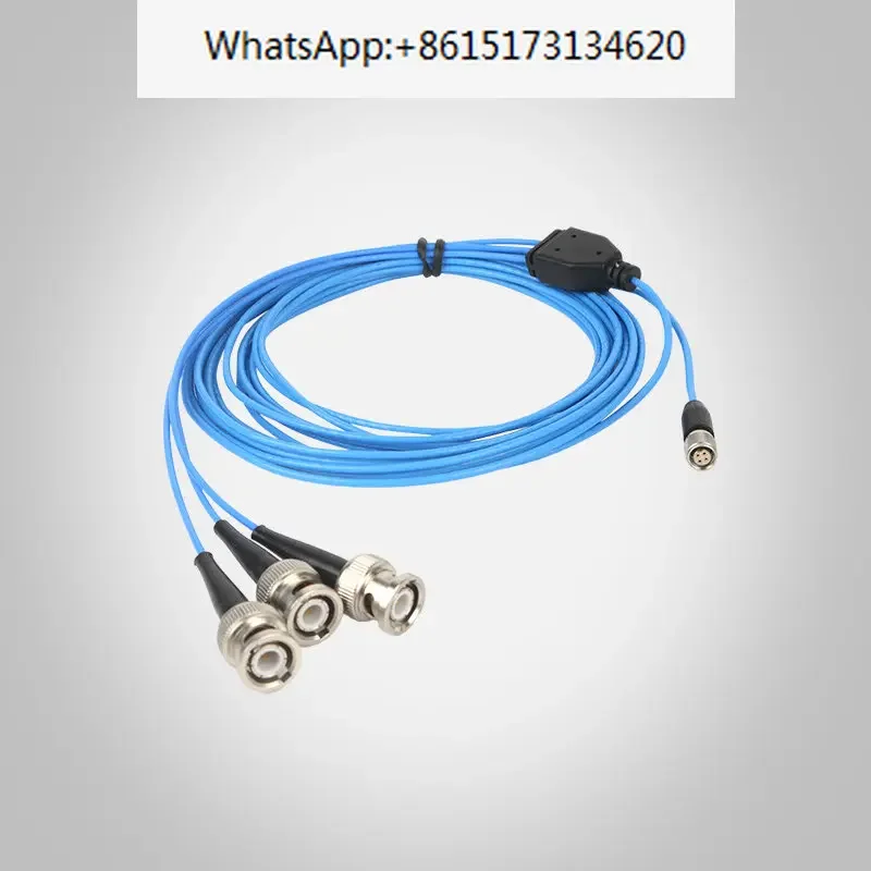 Special wiring harness for acceleration sensor, four core 1/4-28UNF to 3BNC PCB triaxial vibration meter 034G20