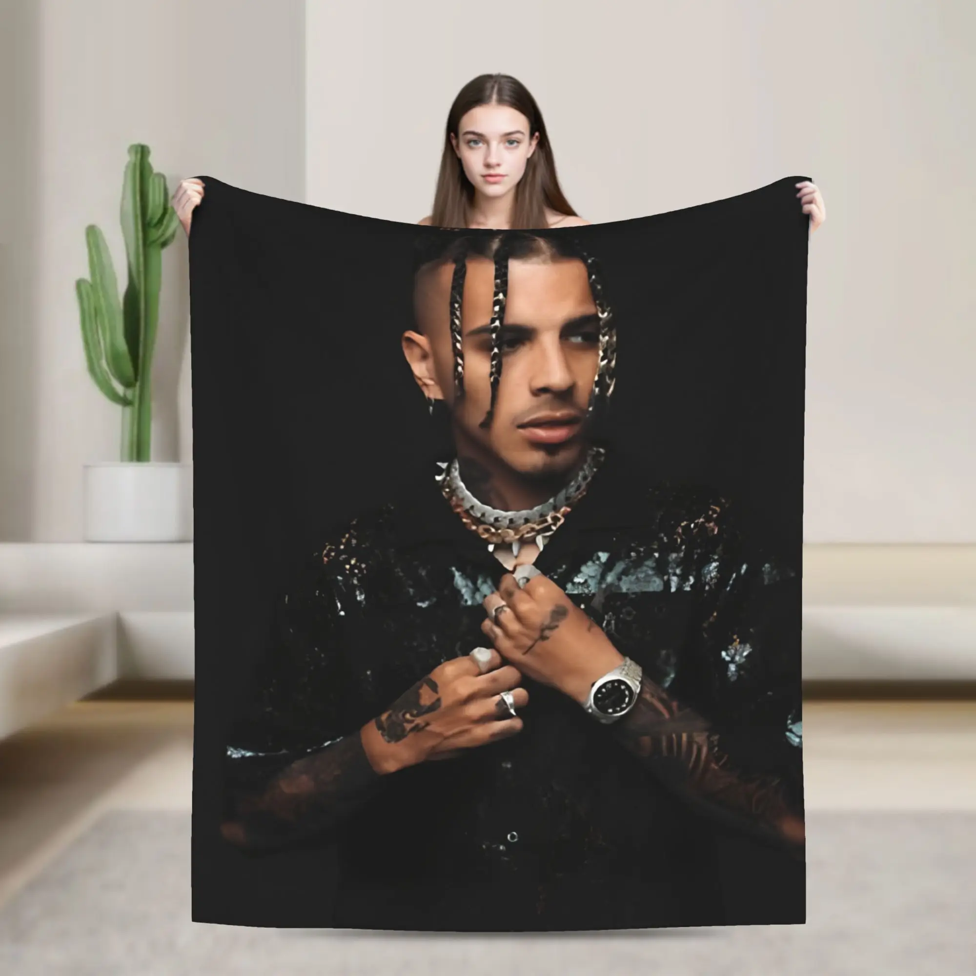 

Rauw Alejandro Albums Spanish Blanket Fleece Winter Portable Lightweight Thin Throw Blanket for Sofa Outdoor Bedspreads