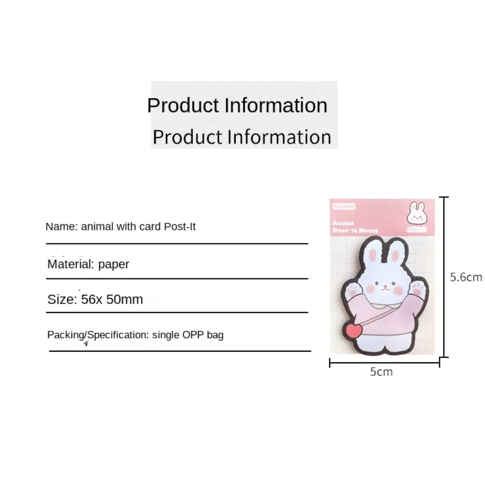 Simpatico blocco note animale cartone animato decorativo blocco note Kawaii coniglio mucca orso note adesive cancelleria per bambini