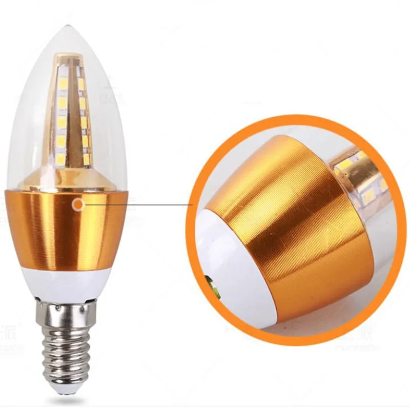 5W LED żarówka W kształcie świecy złoty aluminiowa lampa AC 220V E14 IP65 lampa ciepła biała wodoodporna aluminiowa lampa energooszczędna