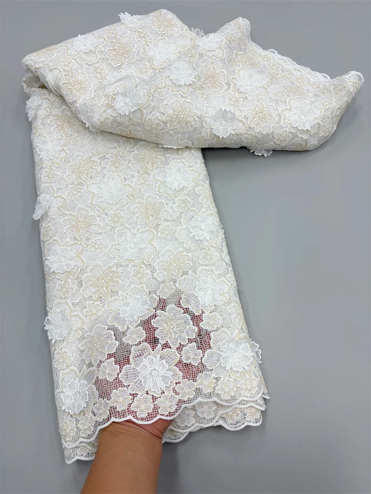Neuer Stil Afrikanische Spitze Dreidimensionaler Spitzenstoff 2026 Hochwertige Spitze Wasserlösliche Bestickte Modische Weiche Spitze 5 Yards – Detail 13