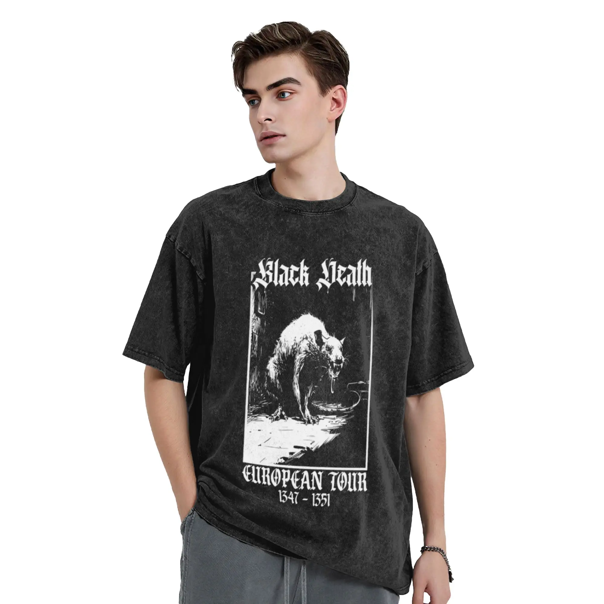 Black Death European Tour   Medieval Ratcore Unique Cool A Vintage Oversized Cotton T-Shirts
