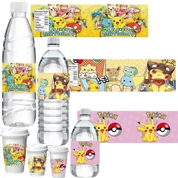 Pokemon Water Bottle Label Birthday Decor Pikachu Candy Wrapper Sticker Wine Labels DIY Bottle Water Cup Kid gift Party Supplies