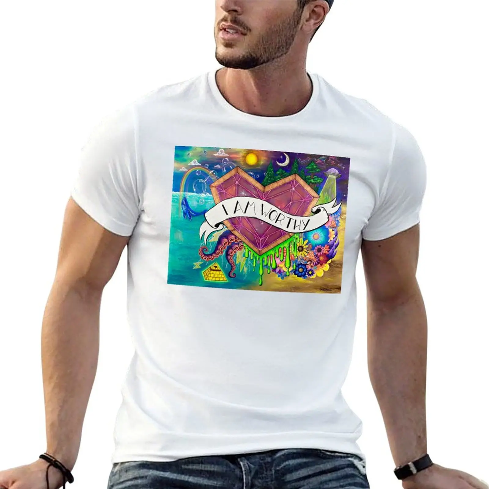 I AM WORTHY T-Shirt Abstract Pattern Print Top