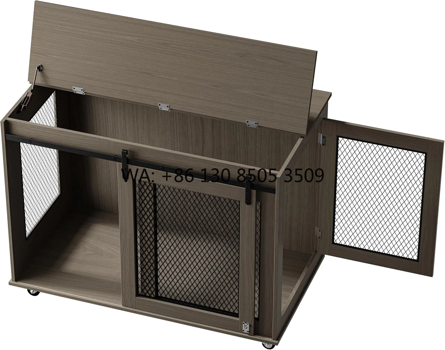 

Wholesale Large Sturdy Wooden Dog Crate with Beautiful Solid Pattern Multi-Functional Indoor Dog Cage Furniture Ideal for Room