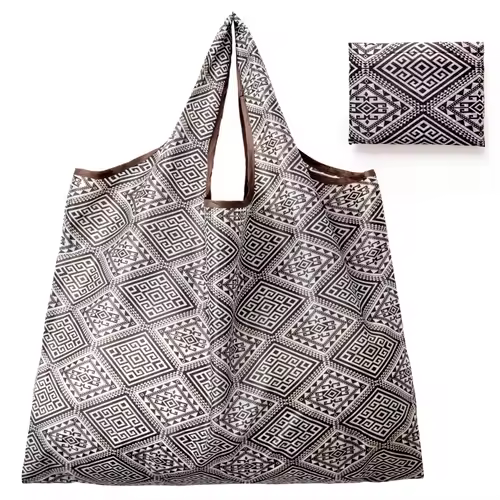 BIG Eco-Friendly Folding Shopping Bag Reusable Portable Shoulder Handbag for Travel Grocery Fashion Pocket Tote - Image 7